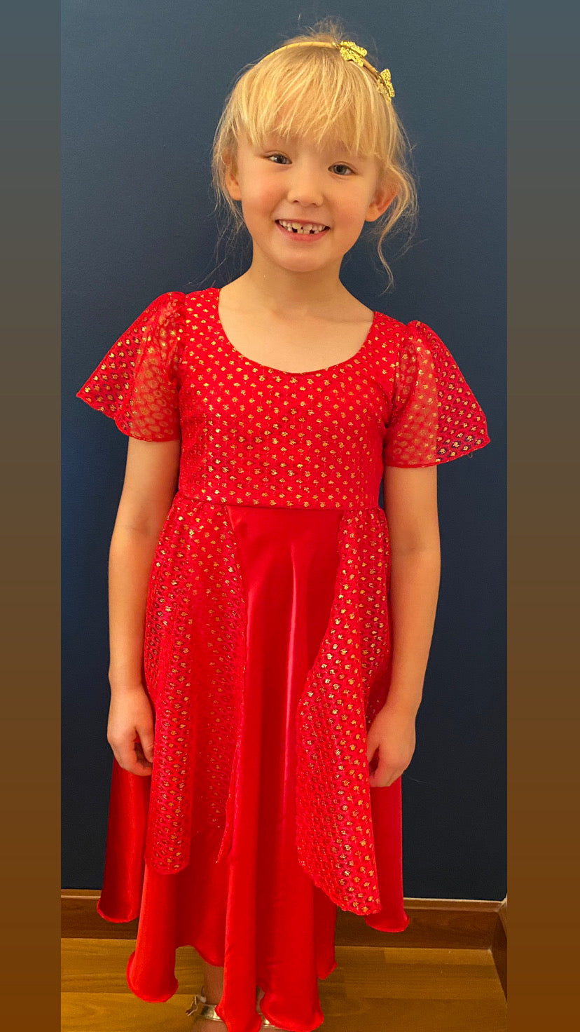 Red & gold National Day Dress