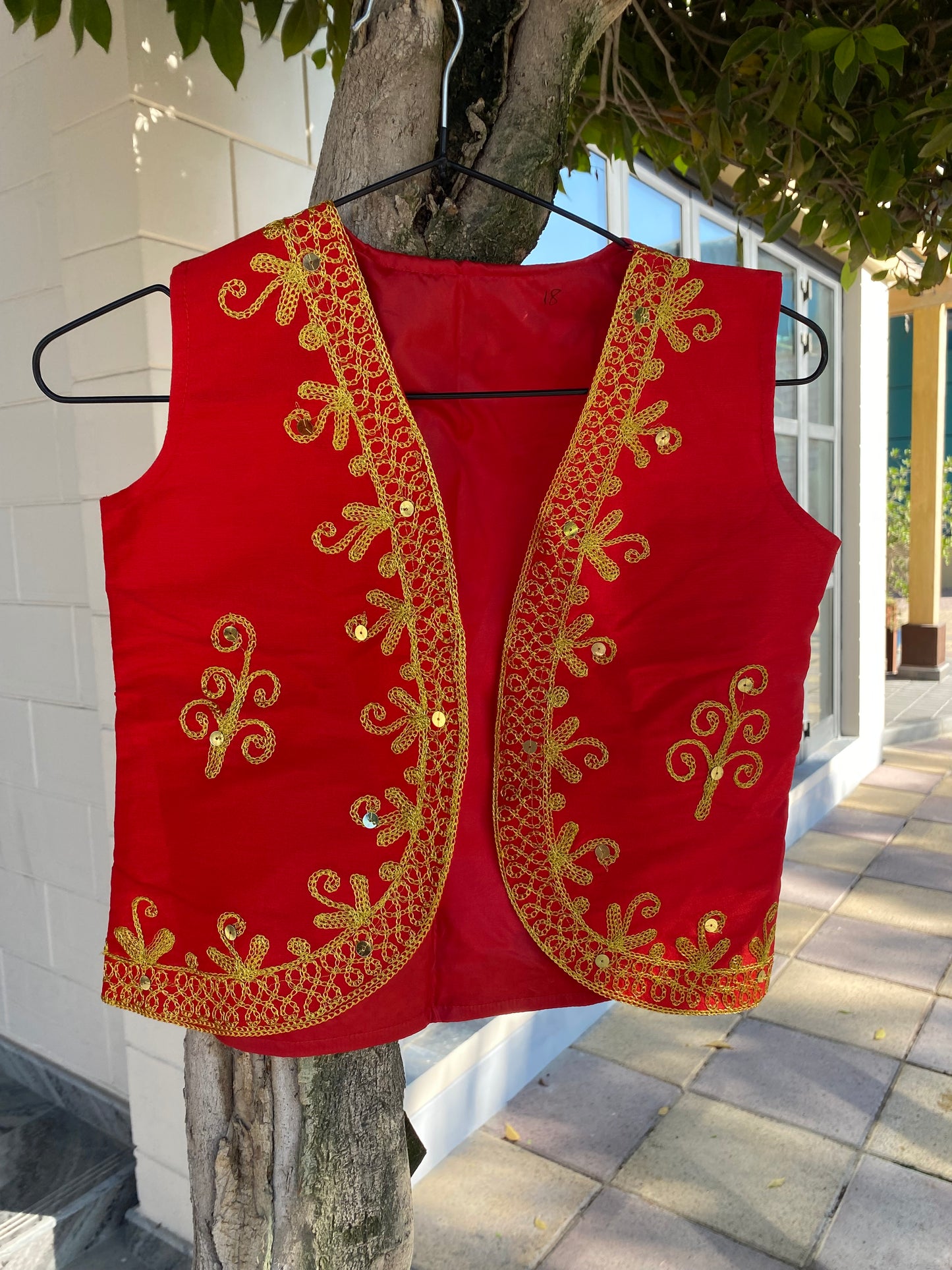 Embroidered Red & Gold Waistcoat