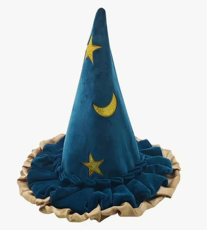 Luxury Velvet Turquoise & Gold Witch Hat