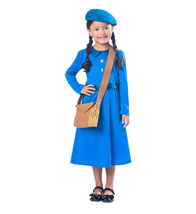 1940's Evacuee Girl Blue Dress