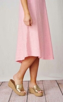 Isla Tie Shoulder Linen Dress, Soft Pink, Tigerlily Beach, Bahrain