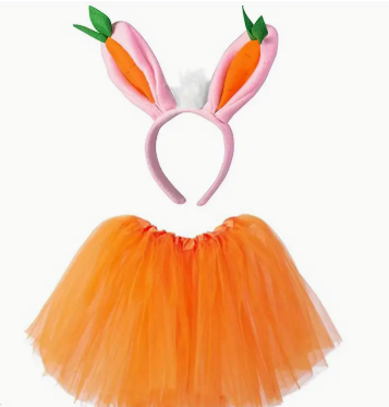 Orange Tutu Skirt and Carrot Bunny Ears Headband