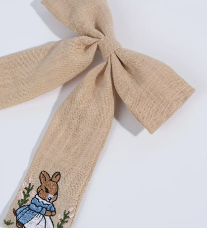 Bunny Embroidered Bow Hair Clip