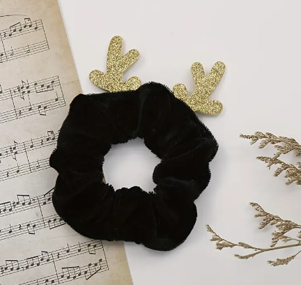 Festive Scrunchies with Glitter Reindeer Antlers