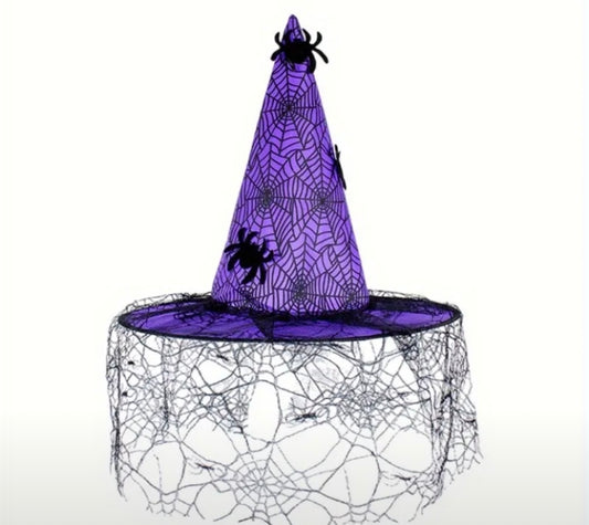 Purple Spider Web Witch Hat