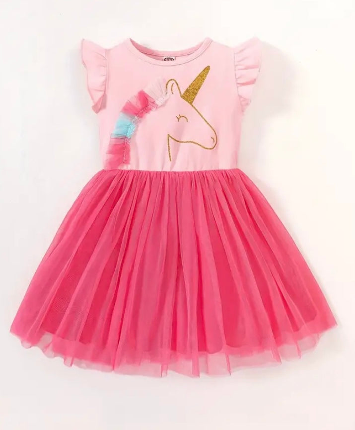 Short Sleeved Unicorn Tutu Dress