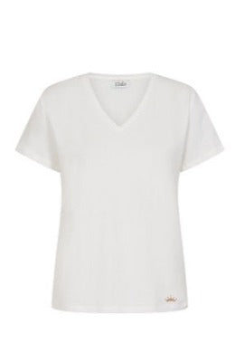 Luella Cotton T-Shirt V Neck T-shirt, White