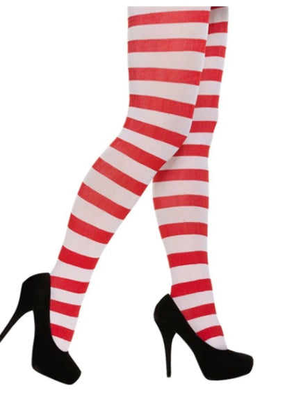 Adult red & white striped tights