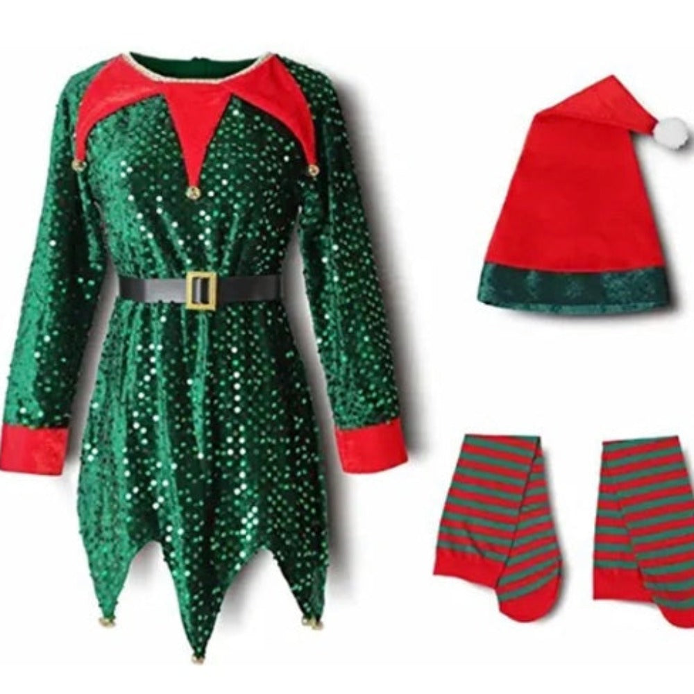 Girls Sparkly Elf Dress