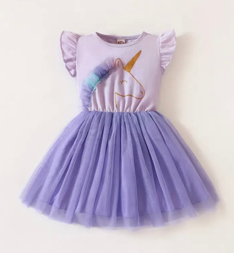 Short Sleeved Unicorn Tutu Dress