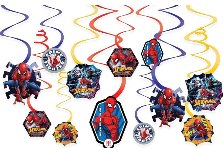 Spiderman Swirl Decorations (pack of 12)