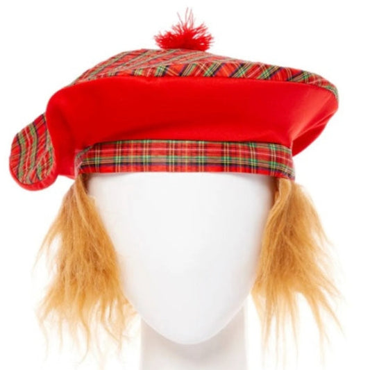 Red Tartan Tam o' Shanter Hat