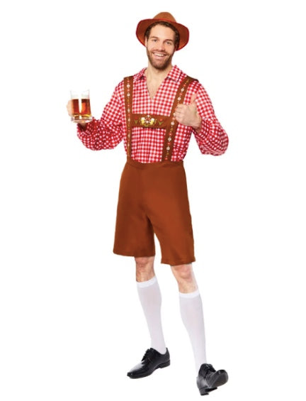 Red Checked Men's Lederhosen