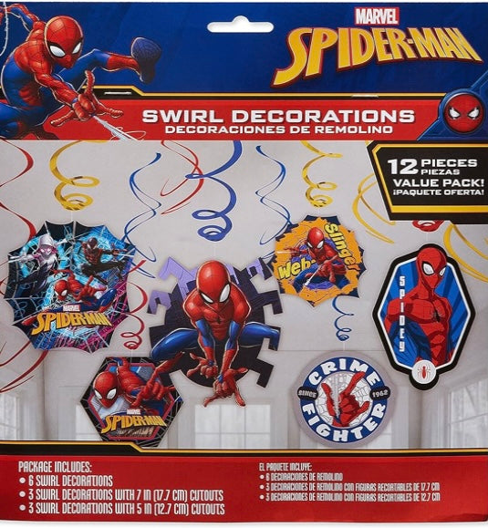 Spiderman Swirl Decorations (pack of 12)