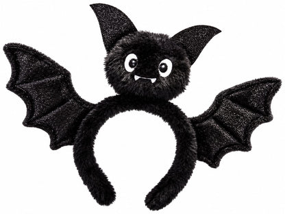 Black Glitter Bat Headband