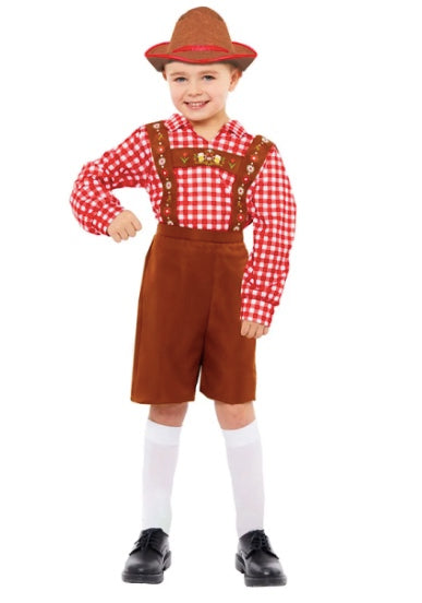 Boys' Red Bavarian Lederhosen