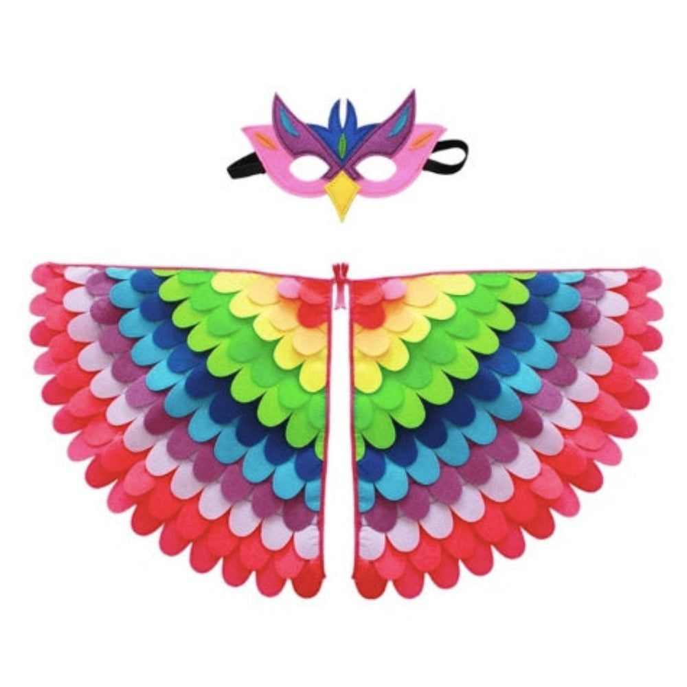 Kids tropical bird wings and mask from The Dressing Up Box