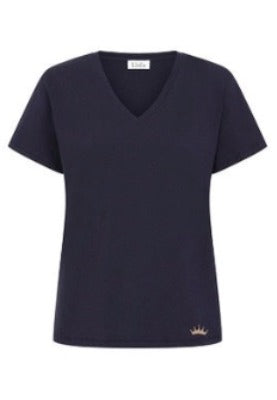 Luella Cotton T-Shirt V Neck T-shirt, Navy