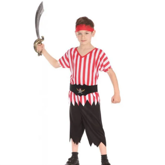 Red & White Striped Pirate Costume from The Dressing Up Box