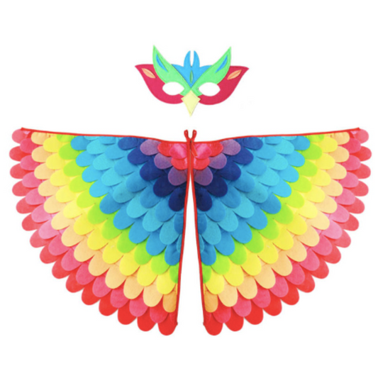 Kids tropical bird wings and mask from The Dressing Up Box