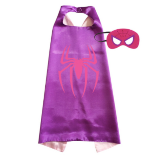 Purple and pink Spiderman Cape & Mask from The Dressing Up Box