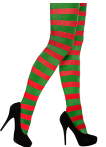 Adult Green & Red Striped Tights