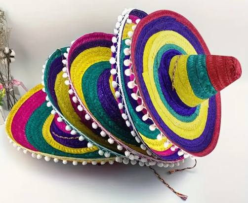 Mexican Hat with pom pom trim
