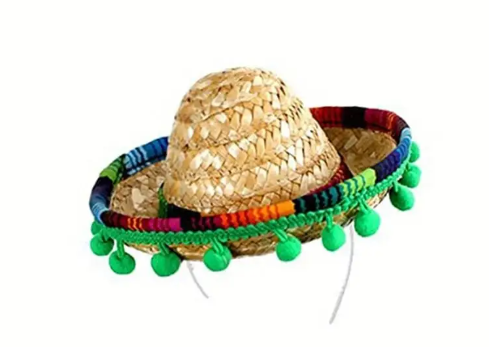 Mini Mexican Straw Hats with Headband