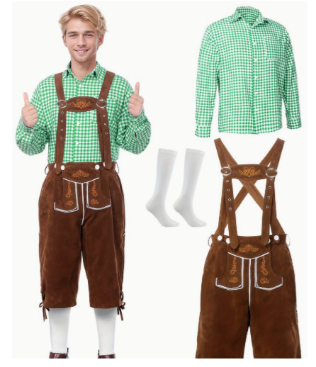 Green Checked Bavarian Lederhosen
