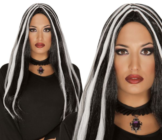 Long Black & White Wig