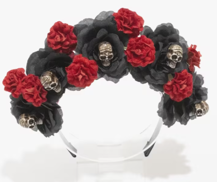 Skull with Roses Headband