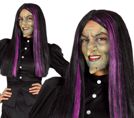 Witch wig with purple streaks